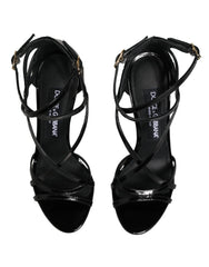 Dolce & Gabbana Black Leather Stiletto Heel Sandals Shoes - EU35/US4.5