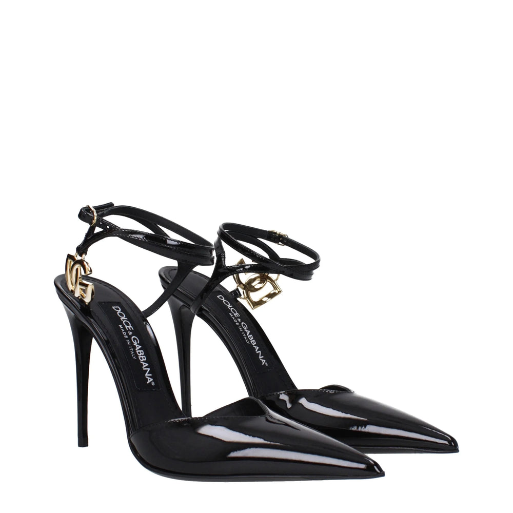 Dolce & Gabbana Black Leather Stiletto Heels Sandals - EU35.5/US5.5