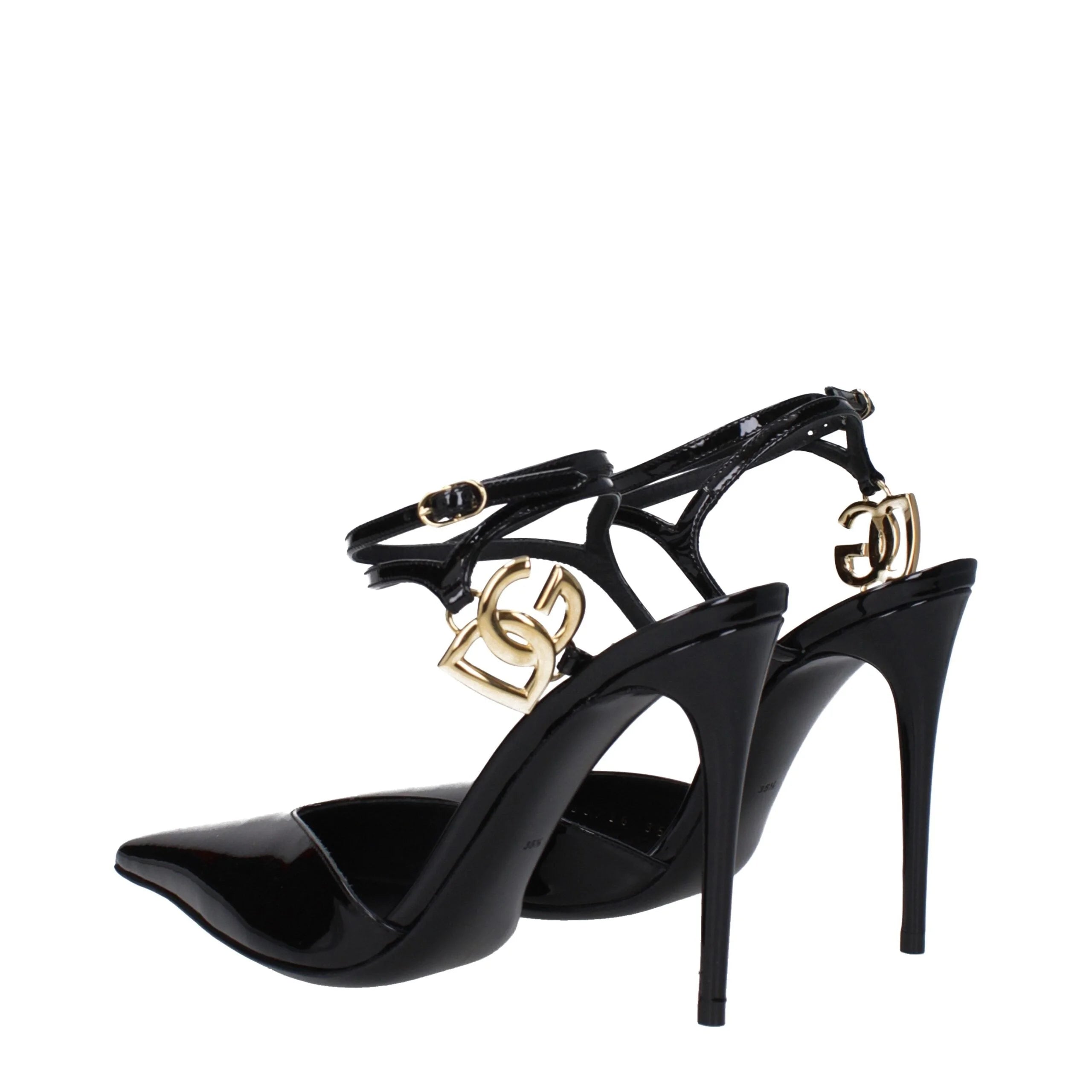 Dolce & Gabbana Black Leather Stiletto Heels Sandals - EU35.5/US5.5