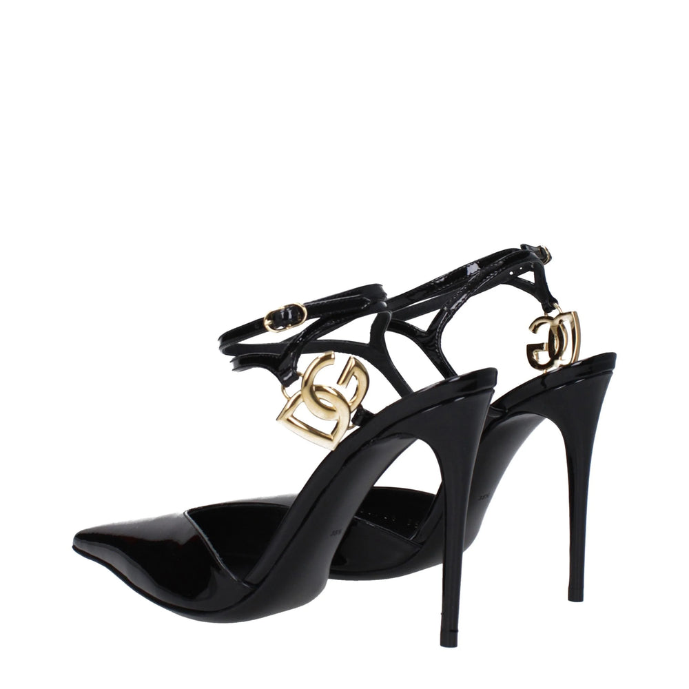 Dolce & Gabbana Black Leather Stiletto Heels Sandals - EU35.5/US5.5