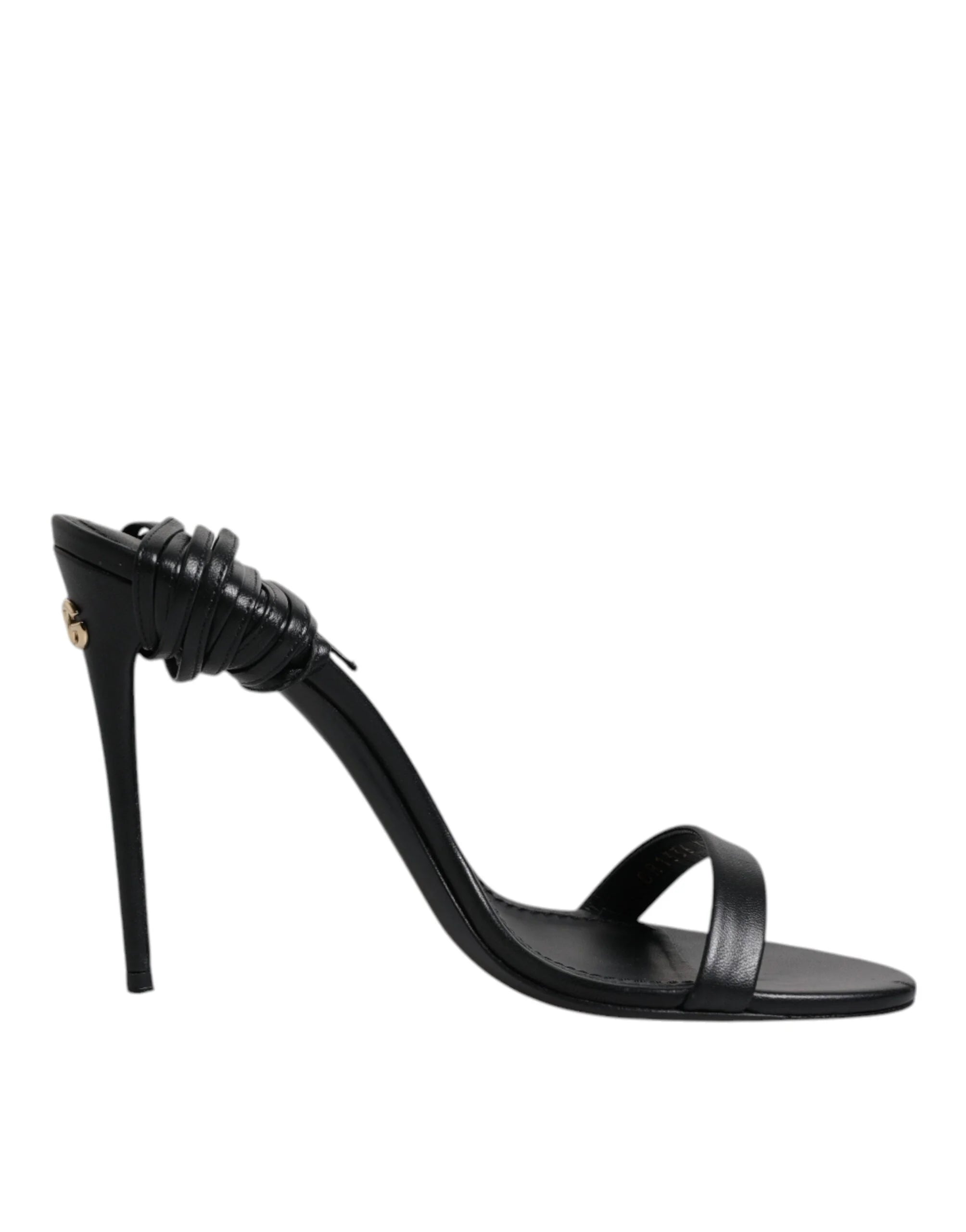 Dolce & Gabbana Black Leather Stiletto Heels Sandals Shoes - EU37/US6.5 - Sandals
