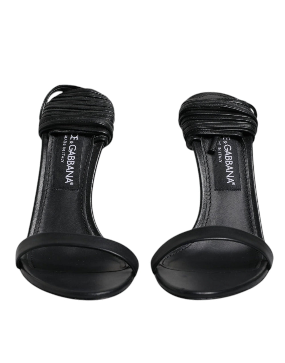 Dolce & Gabbana Black Leather Stiletto Heels Sandals Shoes - EU37/US6.5 - Sandals