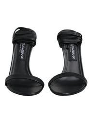 Dolce & Gabbana Black Leather Stiletto Heels Sandals Shoes - EU37/US6.5 - Sandals