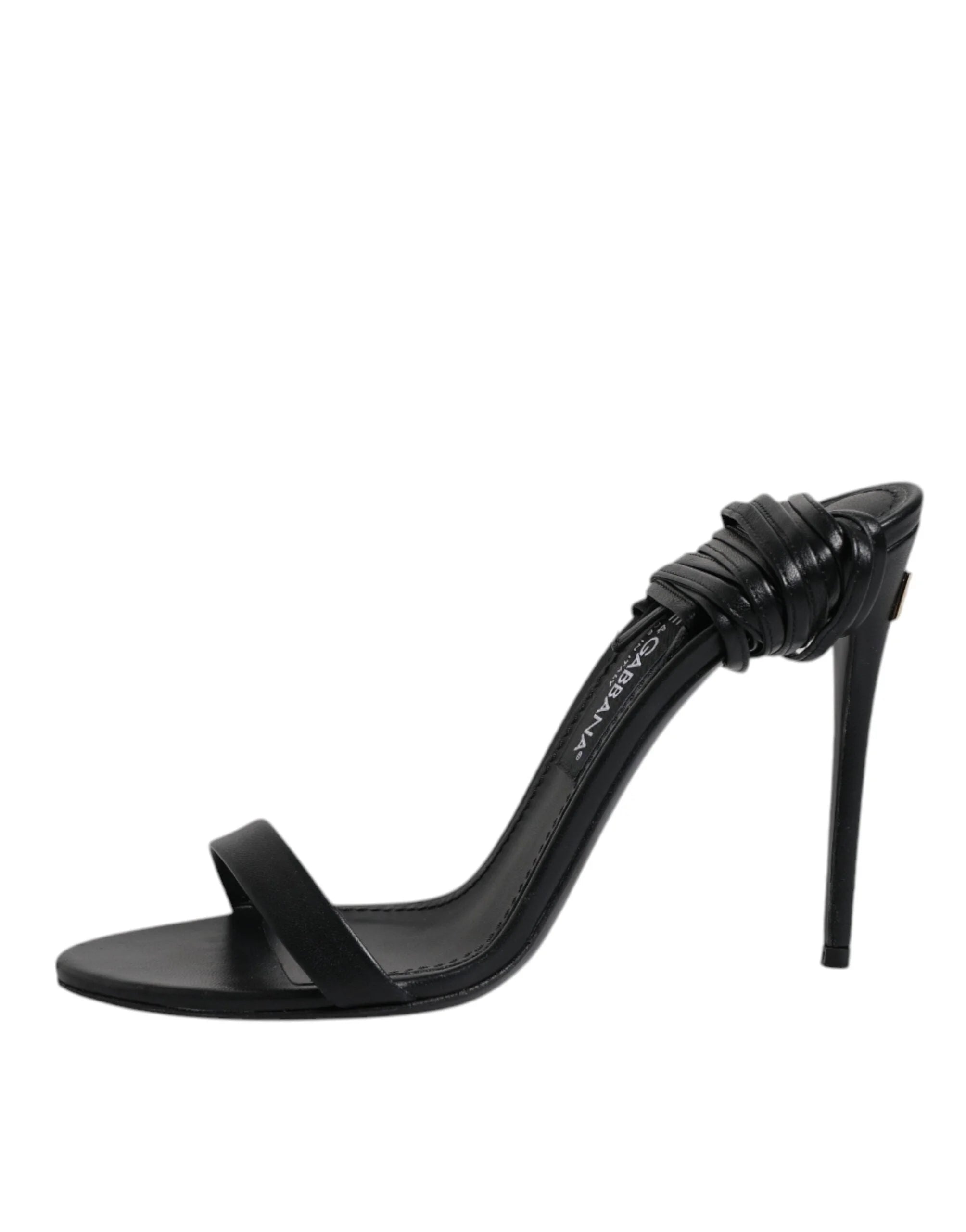 Dolce & Gabbana Black Leather Stiletto Heels Sandals Shoes - EU37/US6.5 - Sandals