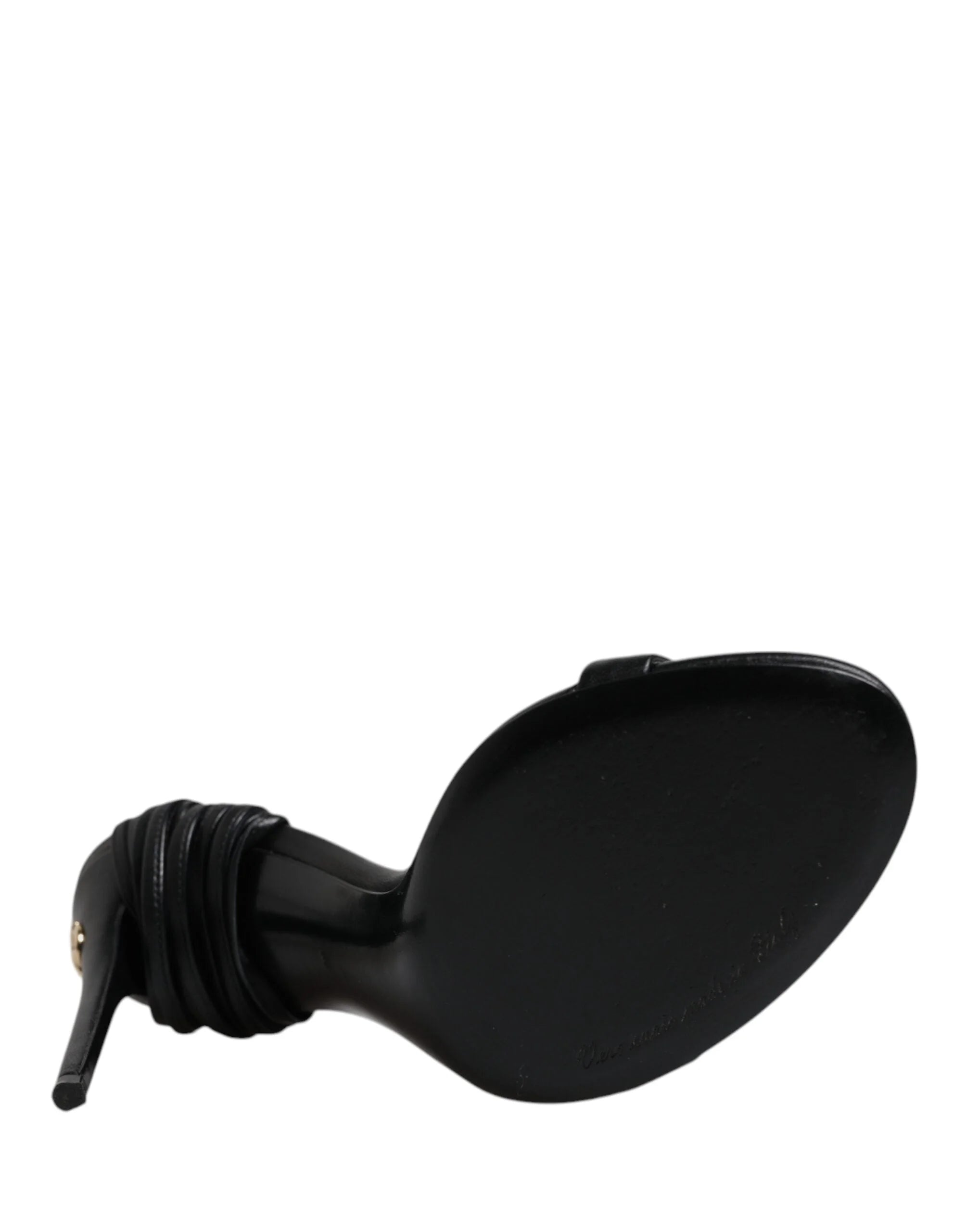 Dolce & Gabbana Black Leather Stiletto Heels Sandals Shoes - EU37/US6.5 - Sandals