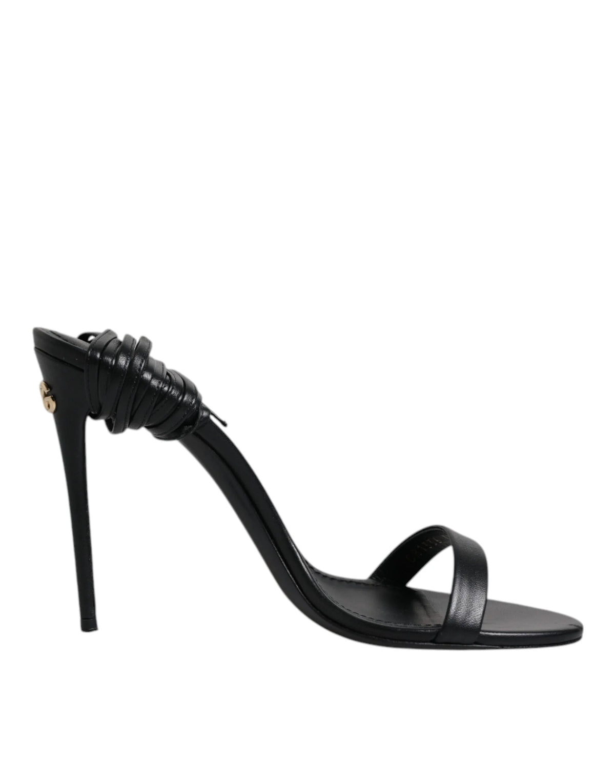 Dolce & Gabbana Black Leather Stiletto Heels Sandals Shoes - EU37/US6.5 - Sandals
