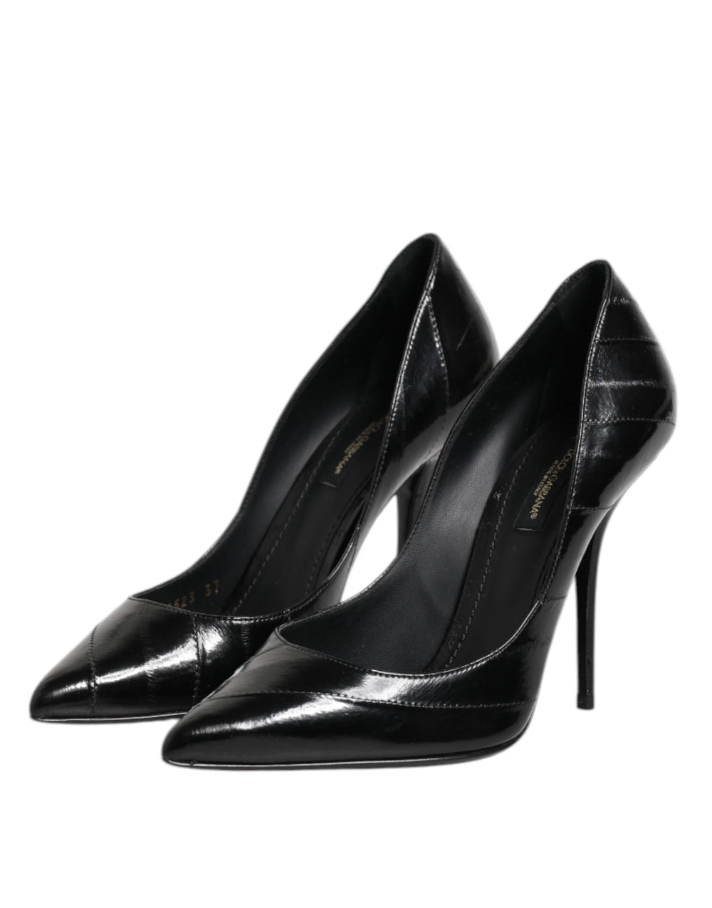 Dolce & Gabbana Black Leather Stiletto High Heels Pumps Shoes - EU37/US6.5