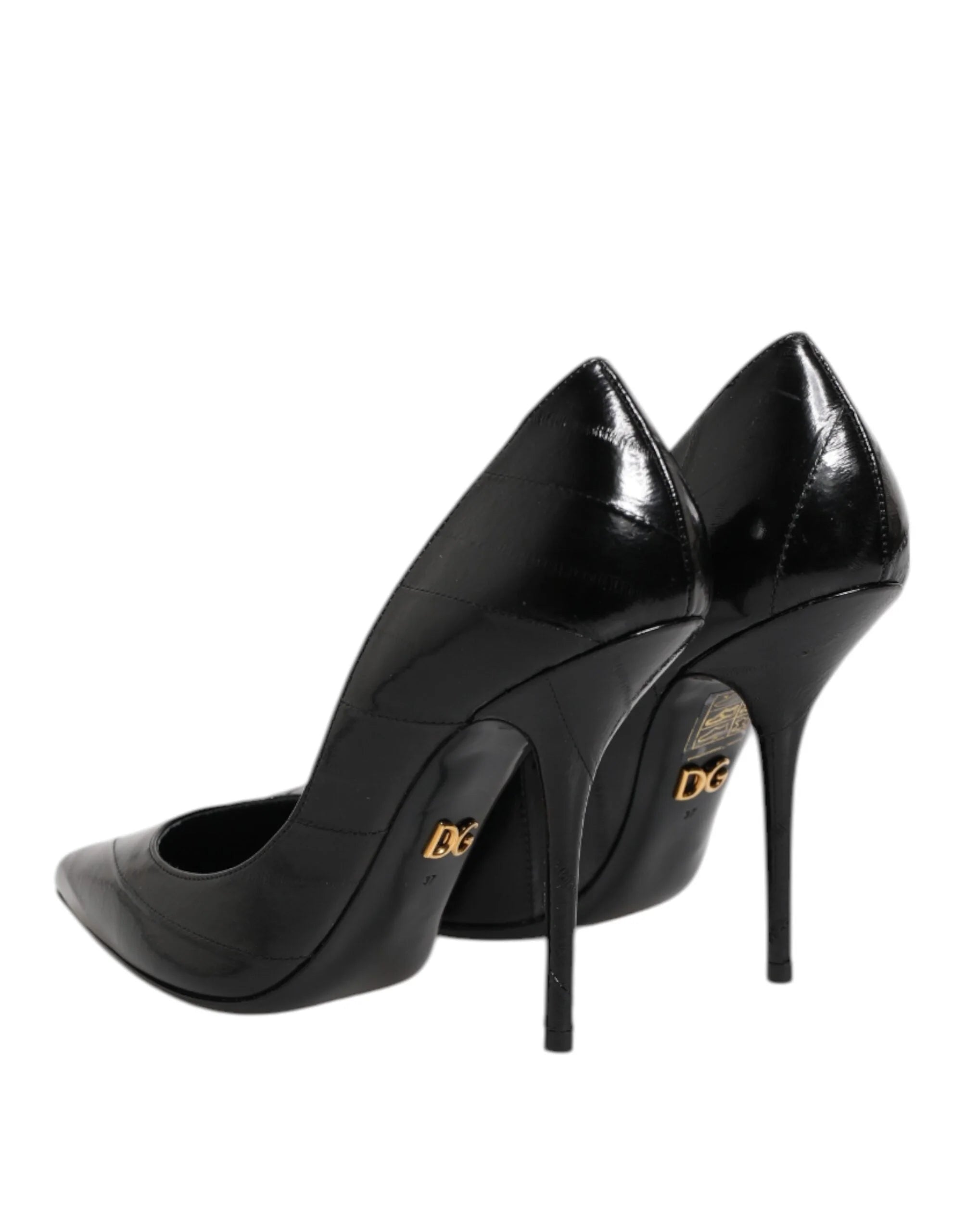 Dolce & Gabbana Black Leather Stiletto High Heels Pumps Shoes - EU37/US6.5