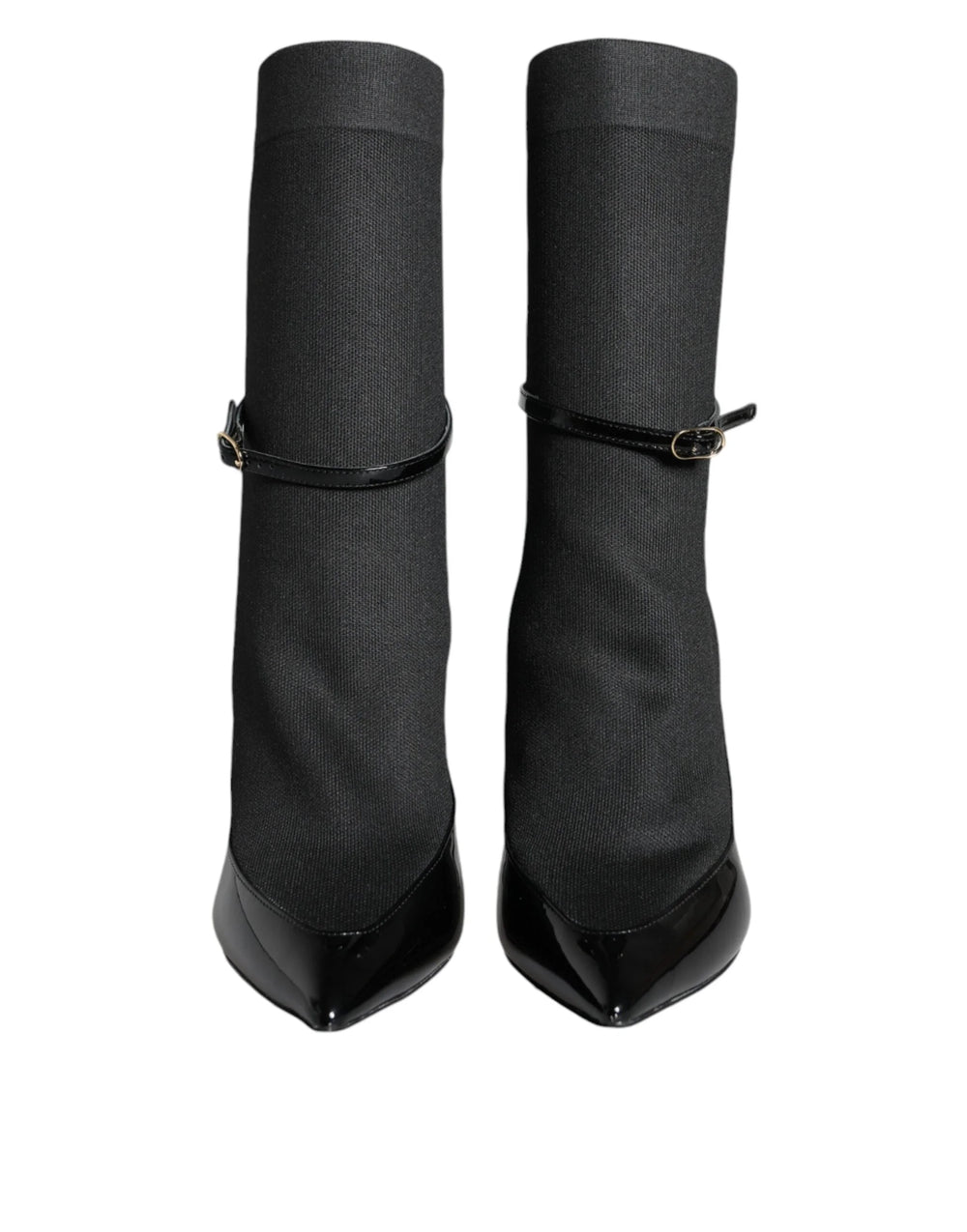 Dolce & Gabbana Black Leather Stilettos Booties Socks Shoes - EU39/US8.5