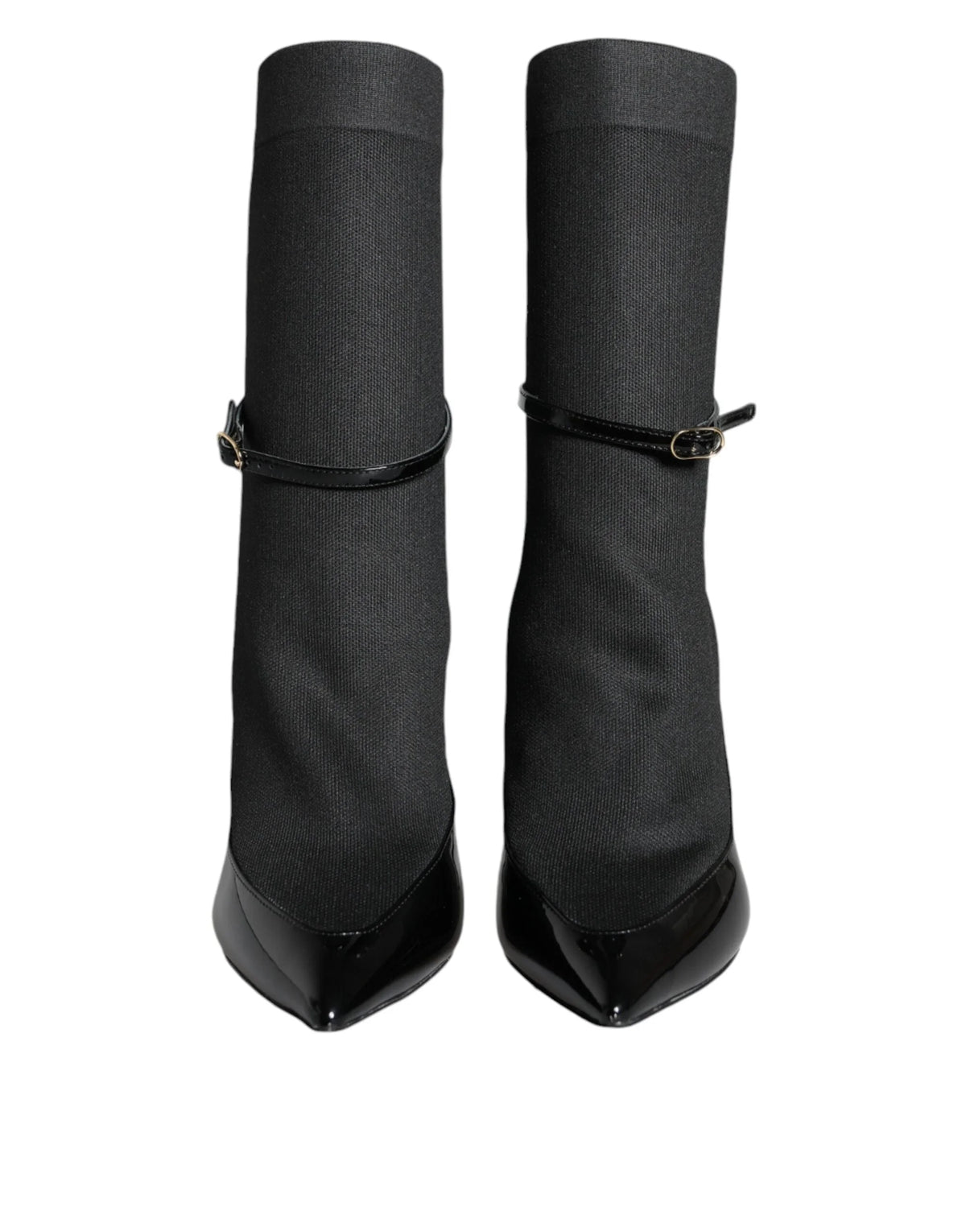 Dolce & Gabbana Black Leather Stilettos Booties Socks Shoes - EU39/US8.5