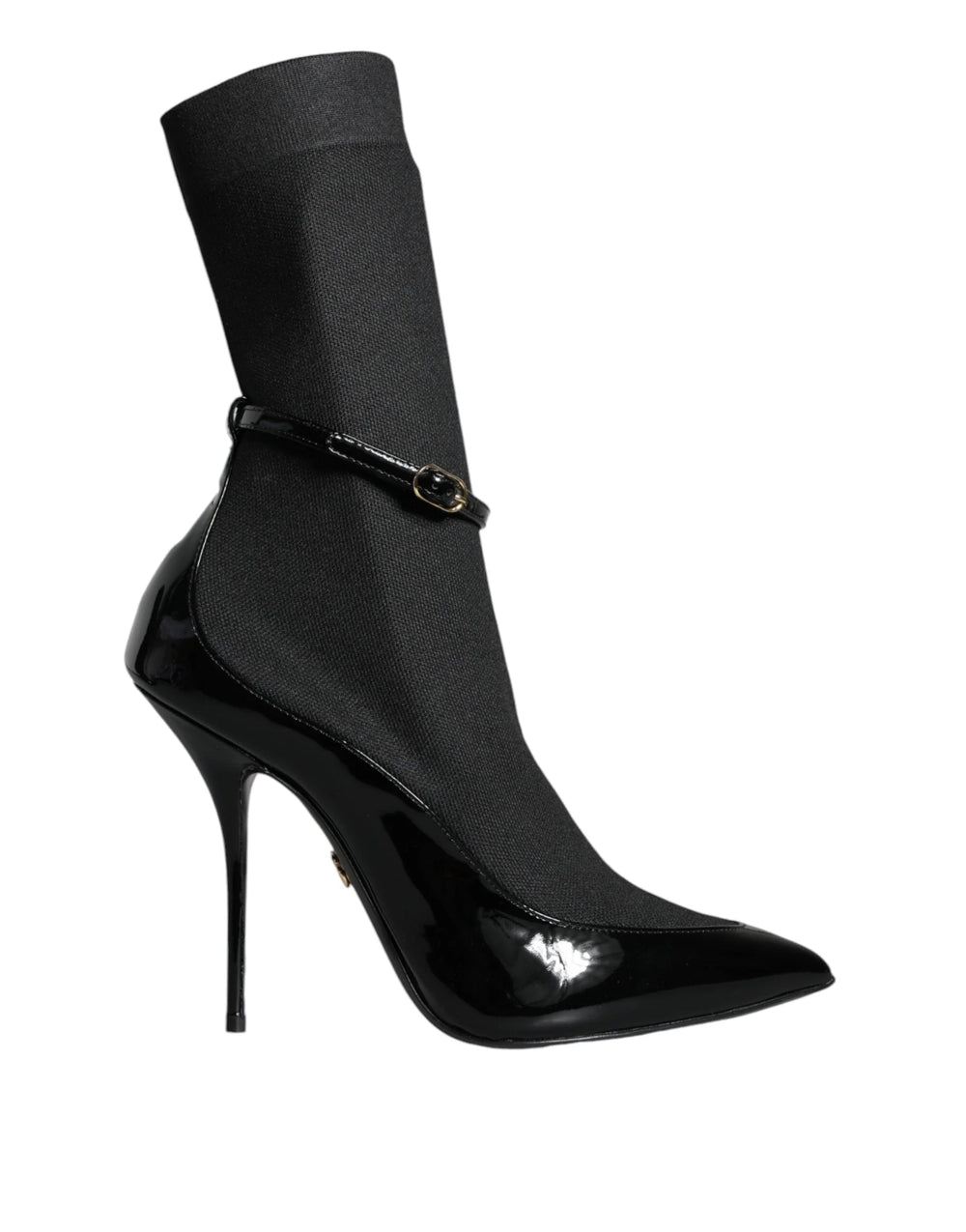 Dolce & Gabbana Black Leather Stilettos Booties Socks Shoes - EU39/US8.5