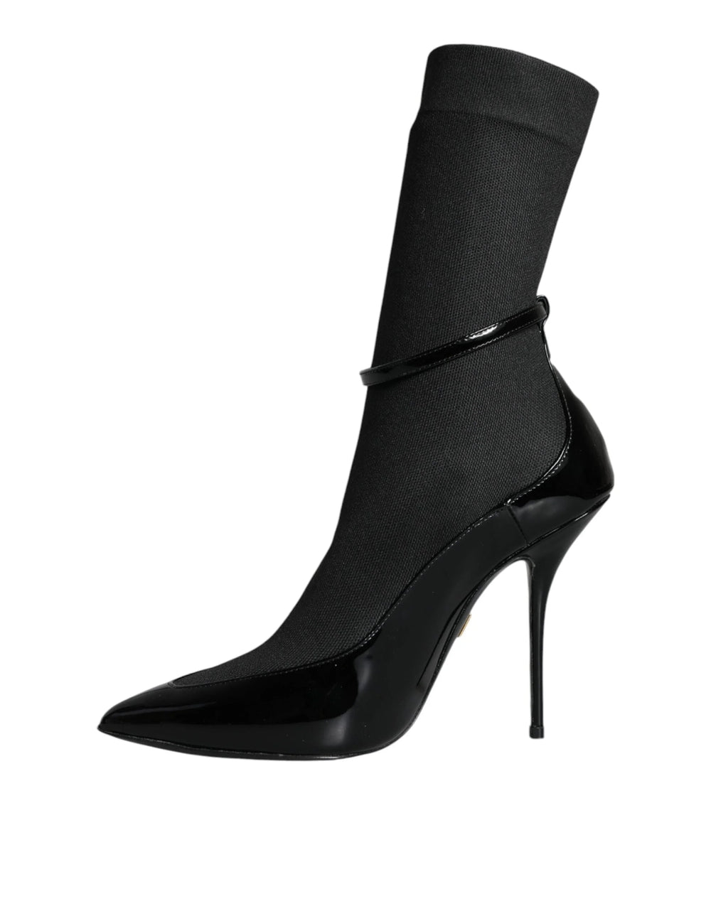 Dolce & Gabbana Black Leather Stilettos Booties Socks Shoes - EU39/US8.5