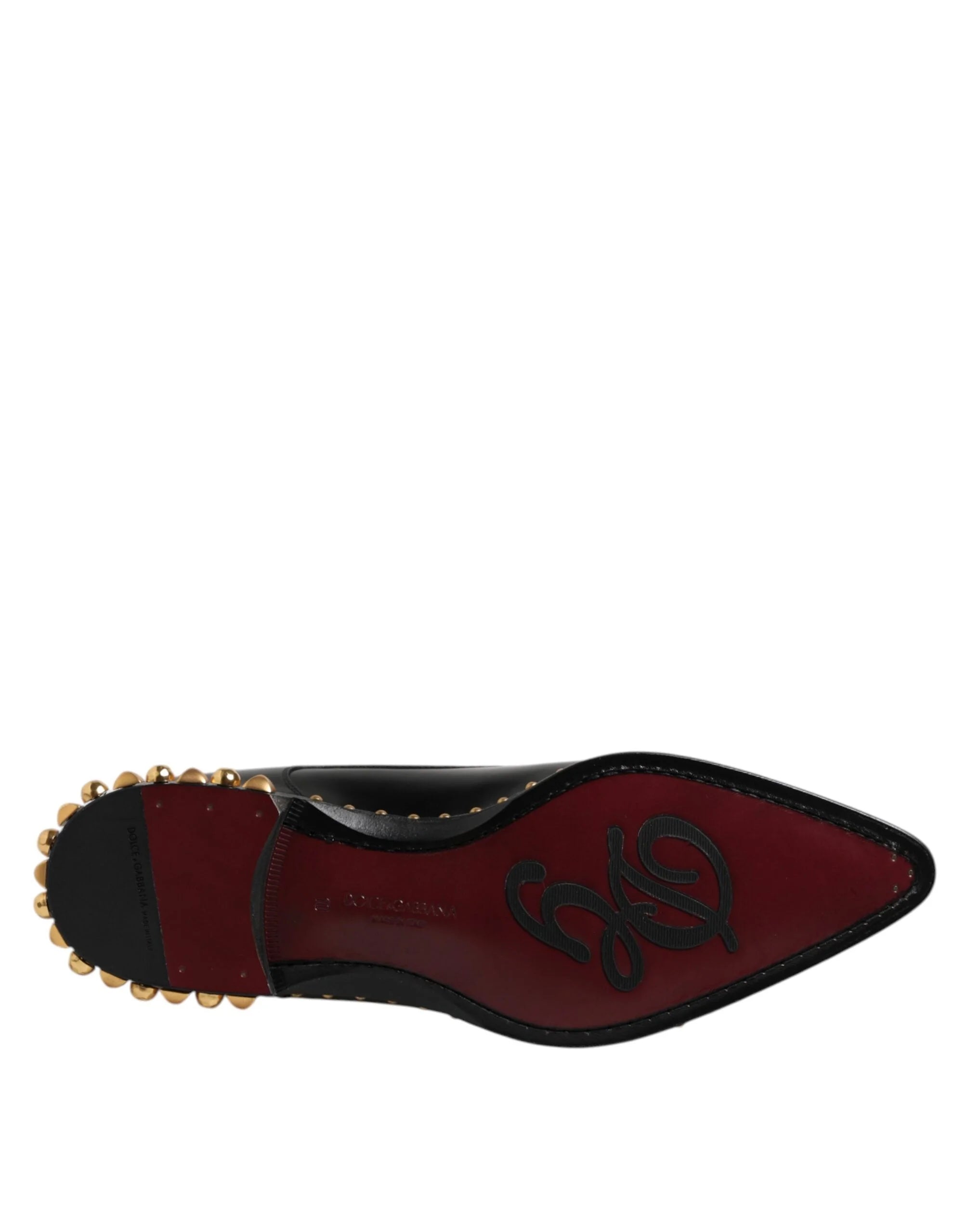 Dolce & Gabbana Black Leather Studded Derby Men Dress Shoes - Shoes