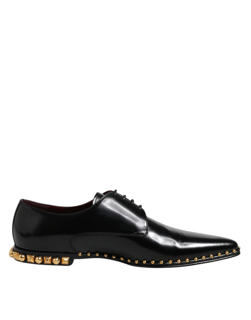 Dolce & Gabbana Black Leather Studded Derby Men Dress Shoes - Shoes
