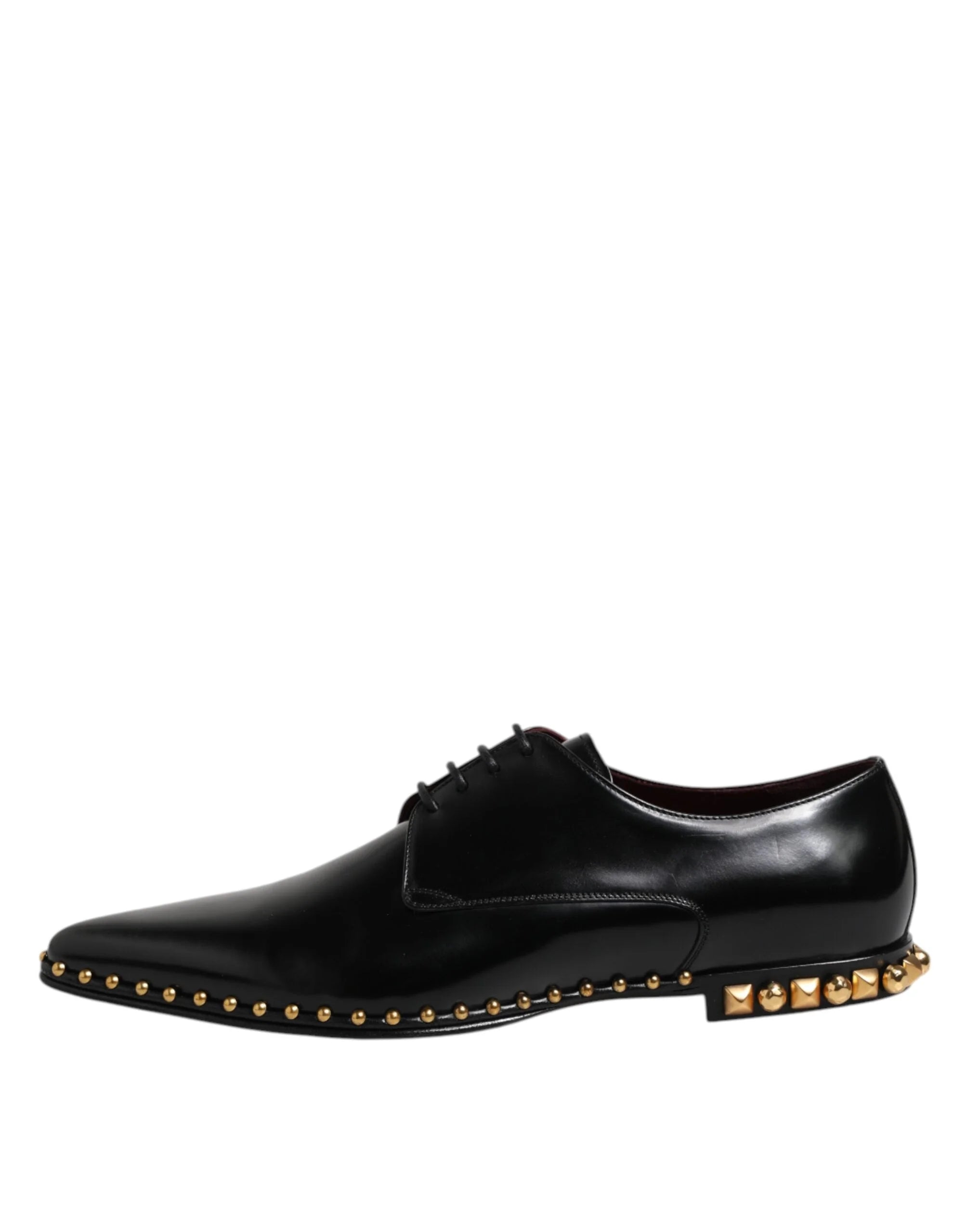Dolce & Gabbana Black Leather Studded Derby Men Dress Shoes - Shoes