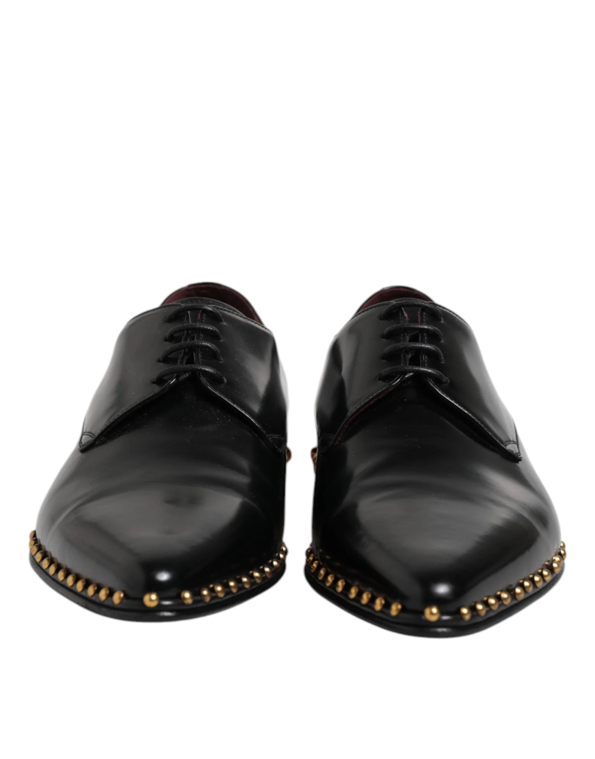 Dolce & Gabbana Black Leather Studded Derby Men Dress Shoes - Shoes