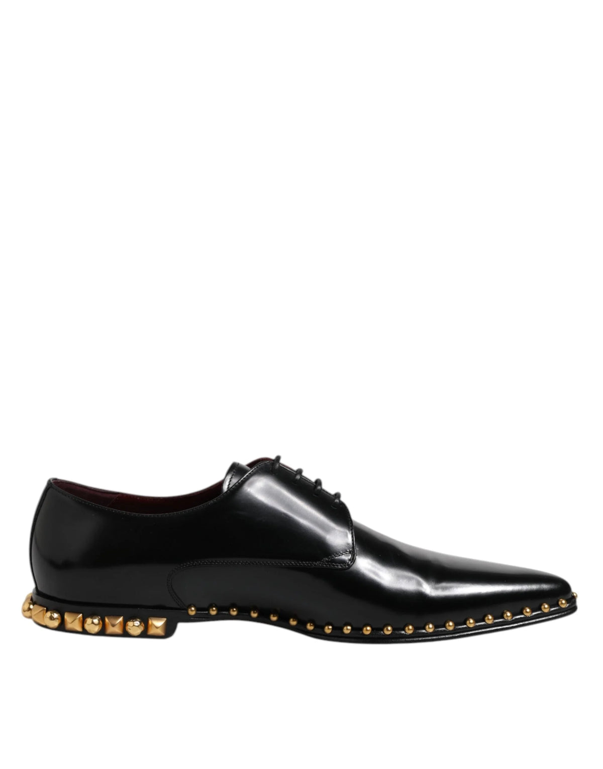Dolce & Gabbana Black Leather Studded Derby Men Dress Shoes - Shoes