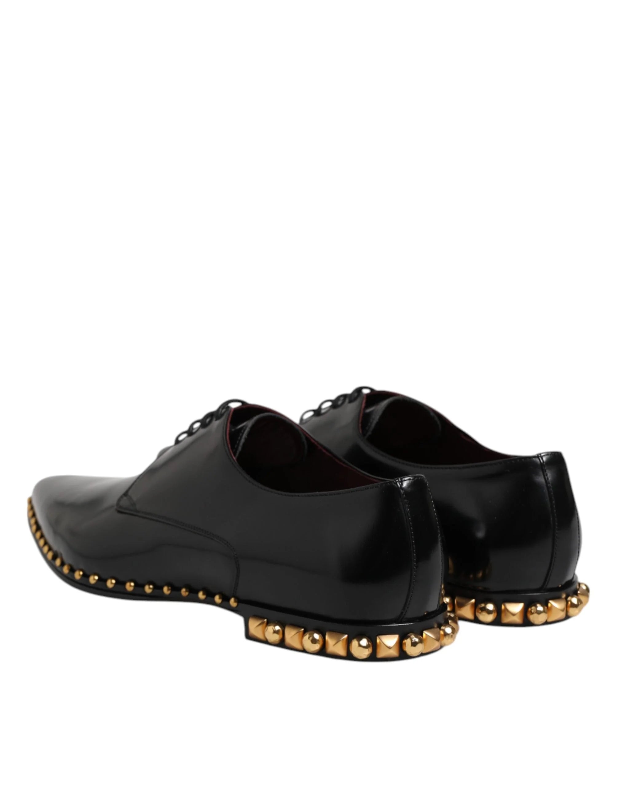 Dolce & Gabbana Black Leather Studded Derby Men Dress Shoes - Shoes