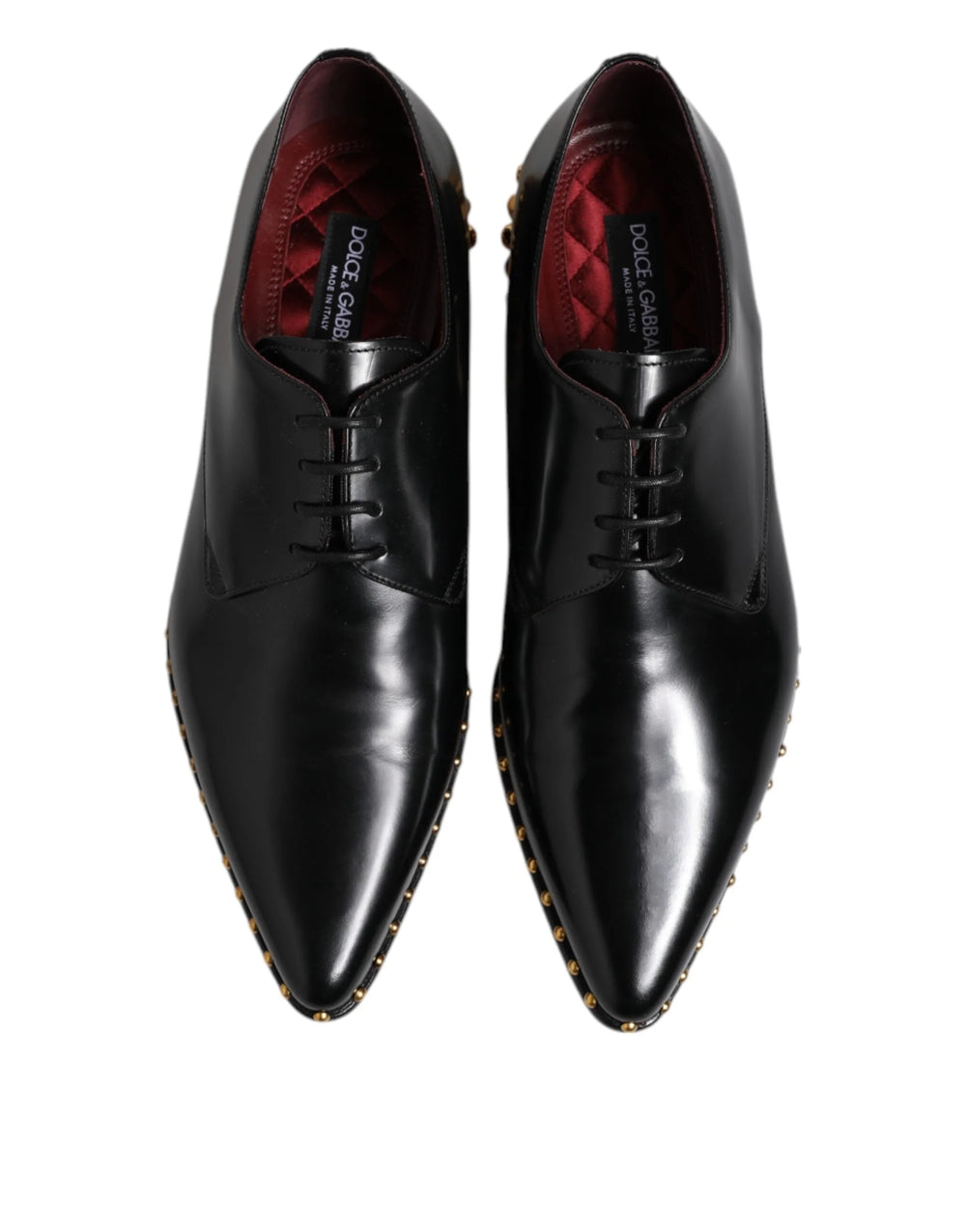 Dolce & Gabbana Black Leather Studded Derby Men Dress Shoes - EU46/US13