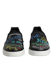 Dolce & Gabbana Black Leather Studded Graffiti Sneakers Shoes - EU40/US7 - Sneakers