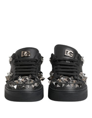 Dolce & Gabbana Black Leather Studded Low Top Sneakers Shoes - EU41/US8 - Sneakers