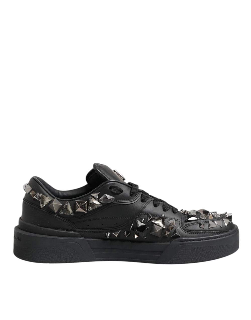 Dolce & Gabbana Black Leather Studded Low Top Sneakers Shoes - EU41/US8 - Sneakers