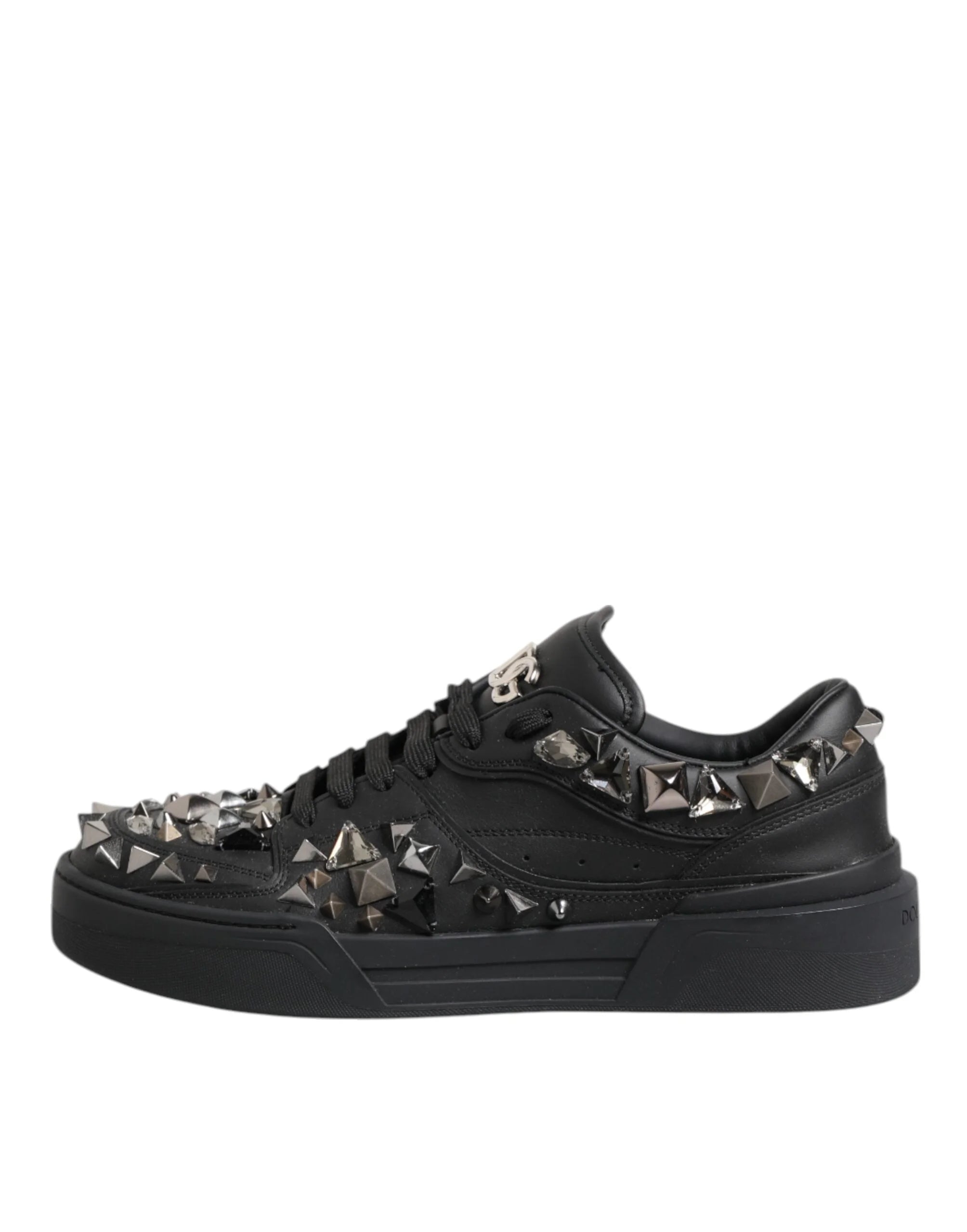 Dolce & Gabbana Black Leather Studded Low Top Sneakers Shoes - EU41/US8 - Sneakers