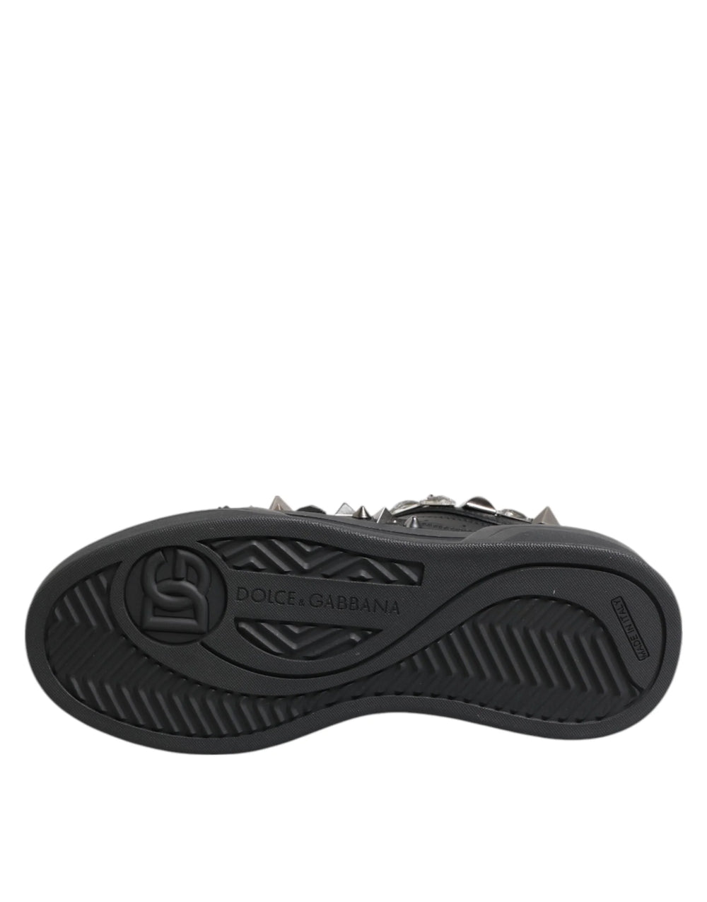 Dolce & Gabbana Black Leather Studded Low Top Sneakers Shoes - EU41/US8