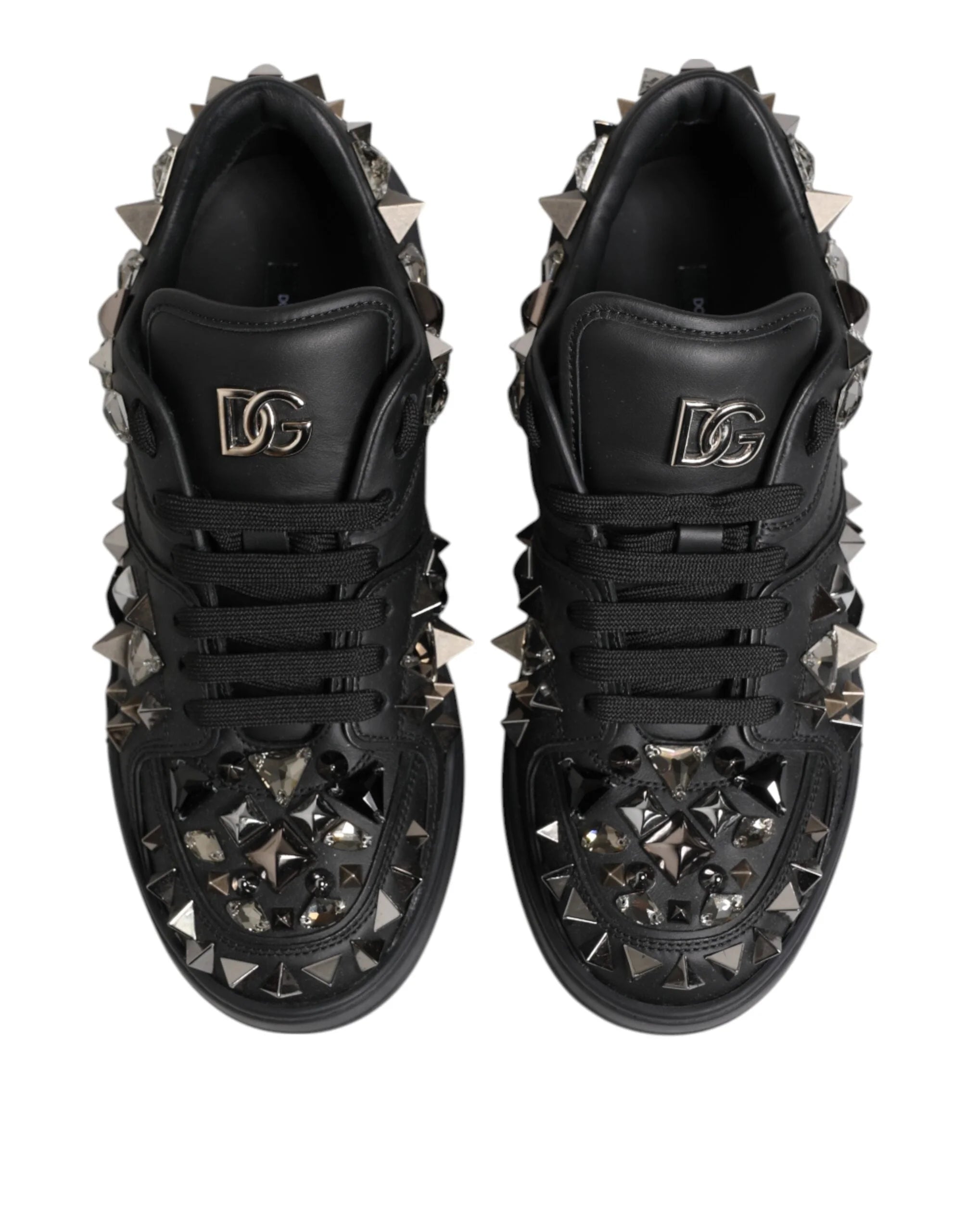 Dolce & Gabbana Black Leather Studded Low Top Sneakers Shoes - EU41/US8 - Sneakers