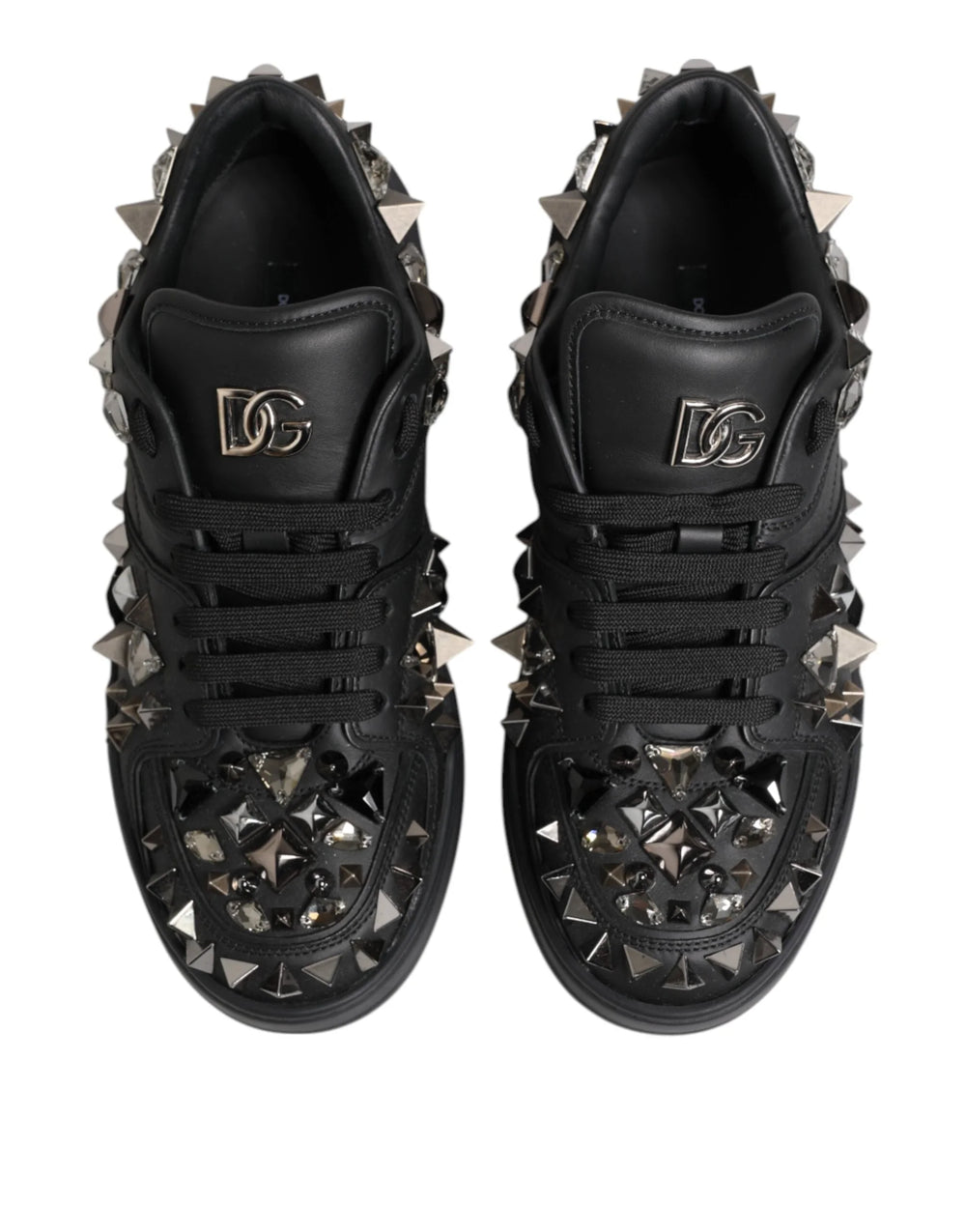 Dolce & Gabbana Black Leather Studded Low Top Sneakers Shoes - EU41/US8 - Sneakers