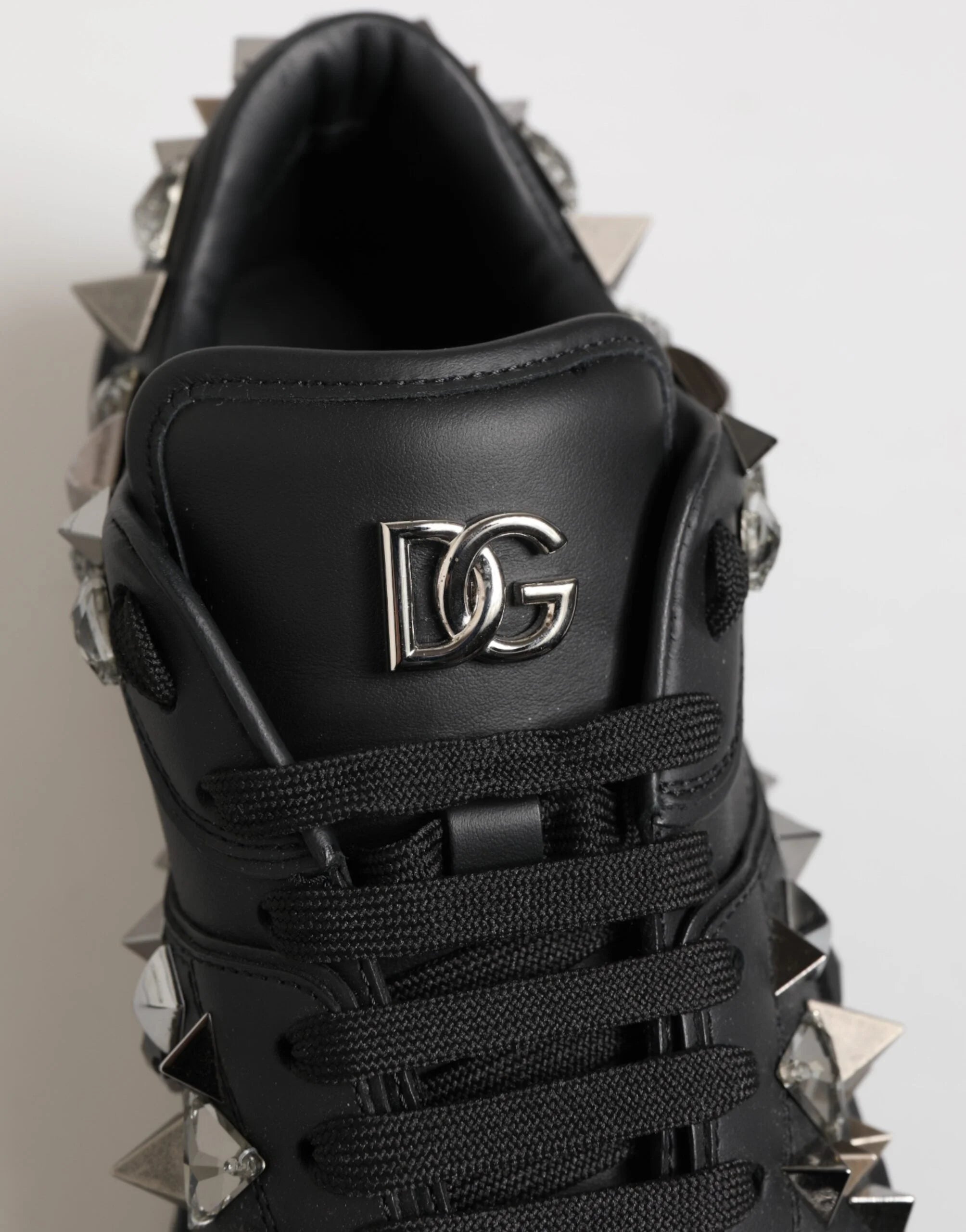 Dolce & Gabbana Black Leather Studded Low Top Sneakers Shoes - EU41/US8