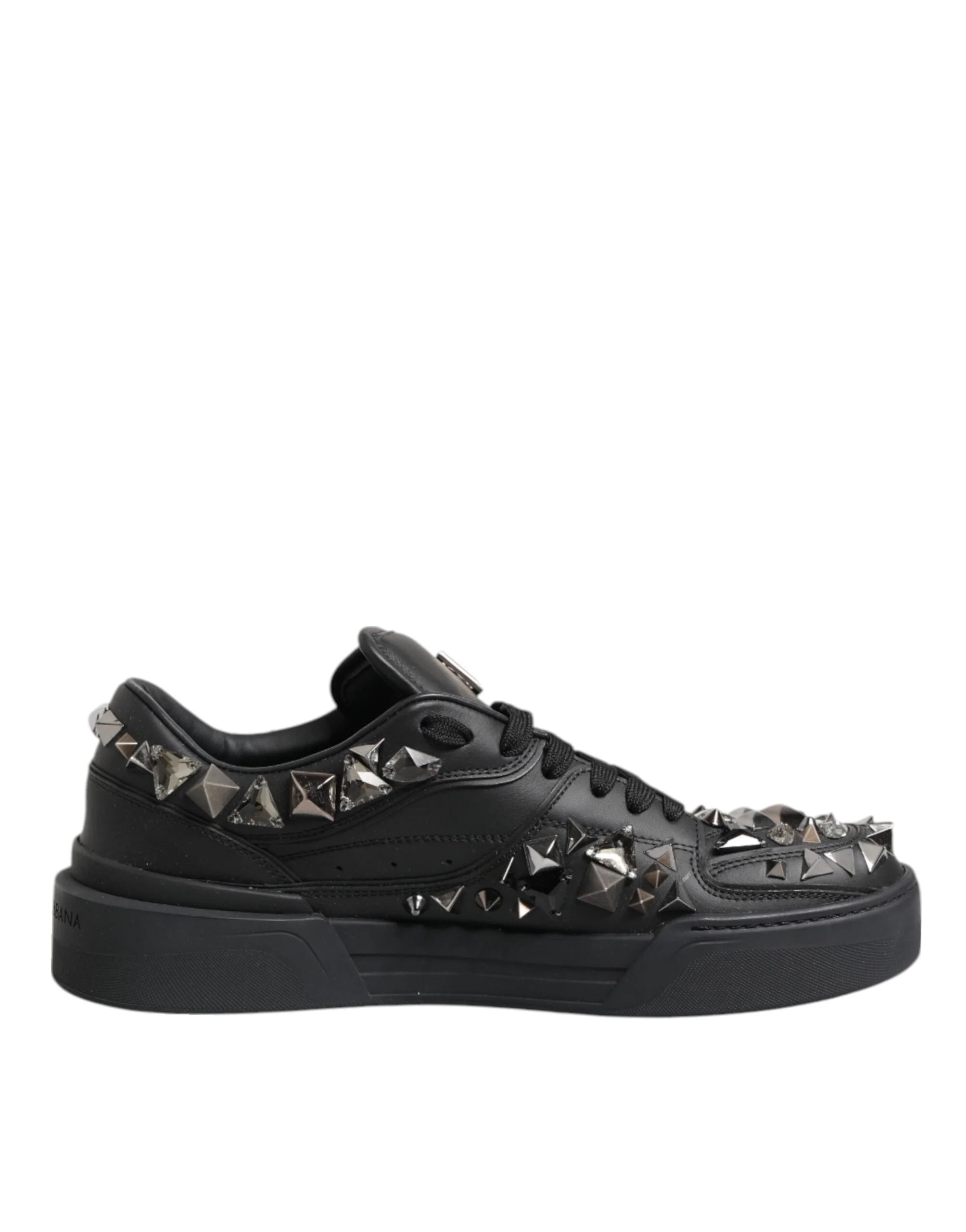 Dolce & Gabbana Black Leather Studded Low Top Sneakers Shoes - EU41/US8