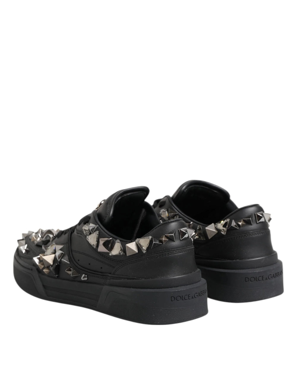 Dolce & Gabbana Black Leather Studded Low Top Sneakers Shoes - EU41/US8
