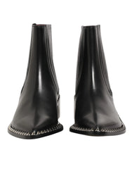 Dolce & Gabbana Black Leather Studded Men Short Boots Shoes - EU44/US11 - Boots