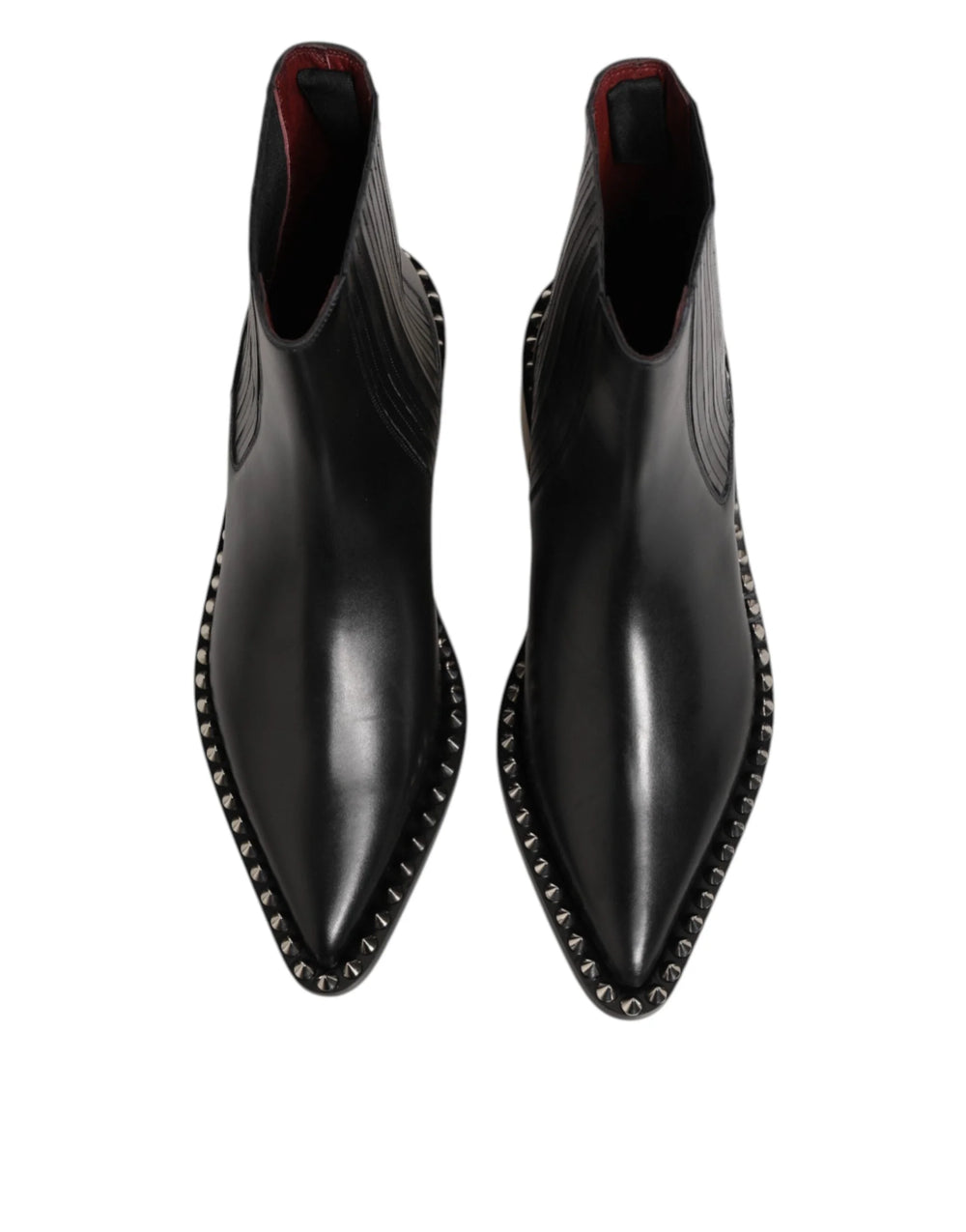 Dolce & Gabbana Black Leather Studded Men Short Boots Shoes - EU44/US11 - Boots