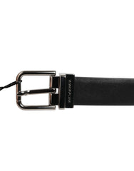 Dolce & Gabbana Black Leather Studded Silver-Tone Buckle Belt - Belts