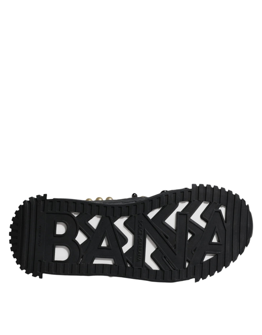 Dolce & Gabbana Black Leather Studded Slides Sandals Shoes - Sandals