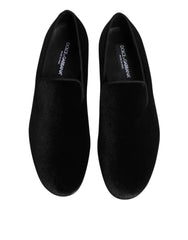 Dolce & Gabbana Black Leather Suede Slip On Loafers Dress Shoes - EU41/US8
