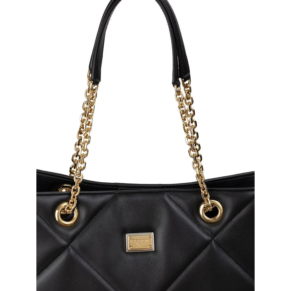 Dolce & Gabbana Black Leather Tote Bag