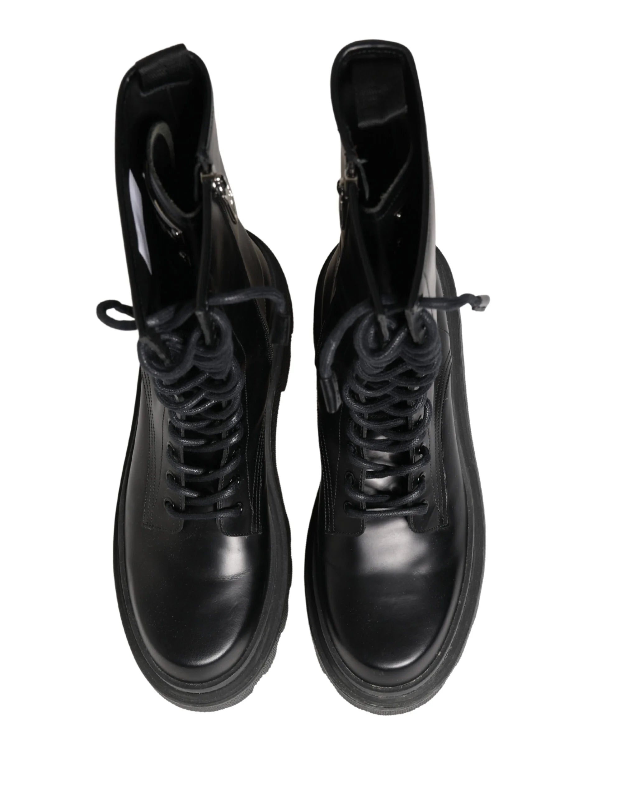 Dolce & Gabbana Black Leather Trek Sole Combat Boots Shoes - EU44/US11