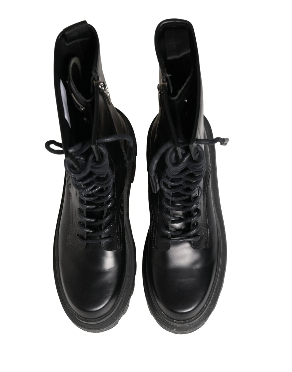 Dolce & Gabbana Black Leather Trek Sole Combat Boots Shoes - EU44/US11
