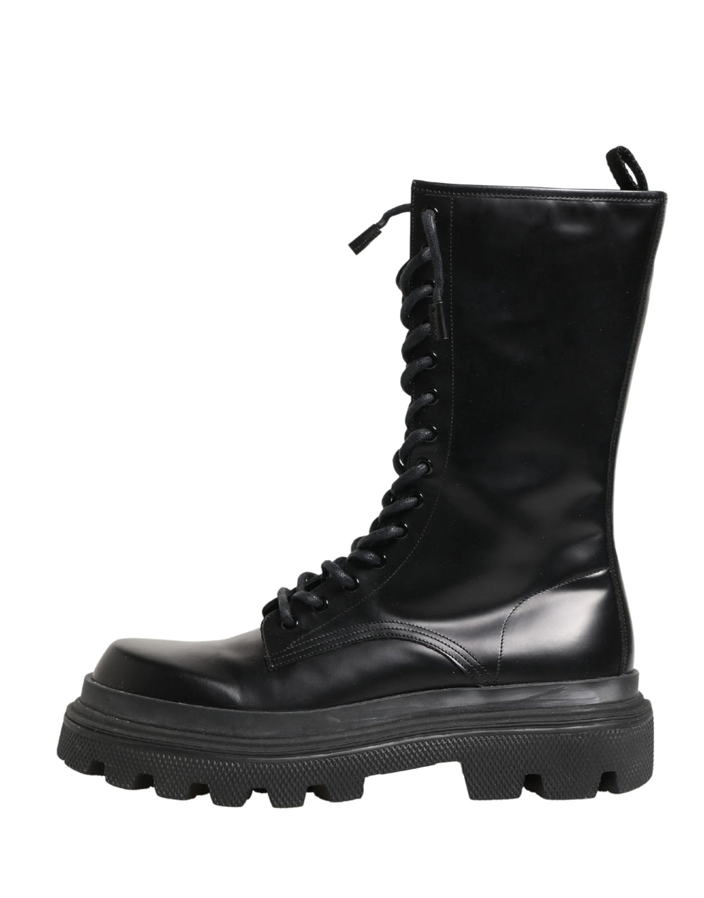 Dolce & Gabbana Black Leather Trek Sole Combat Boots Shoes - EU44/US11