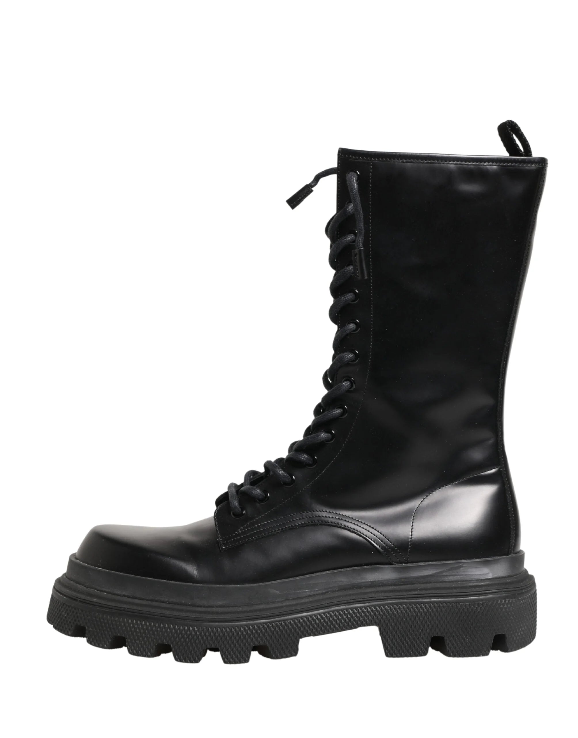 Dolce & Gabbana Svarta läderkängor med grov sula - EU44/US11 - Kängor