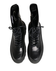 Dolce & Gabbana Svarta läderkängor med grov sula - EU44/US11 - Kängor