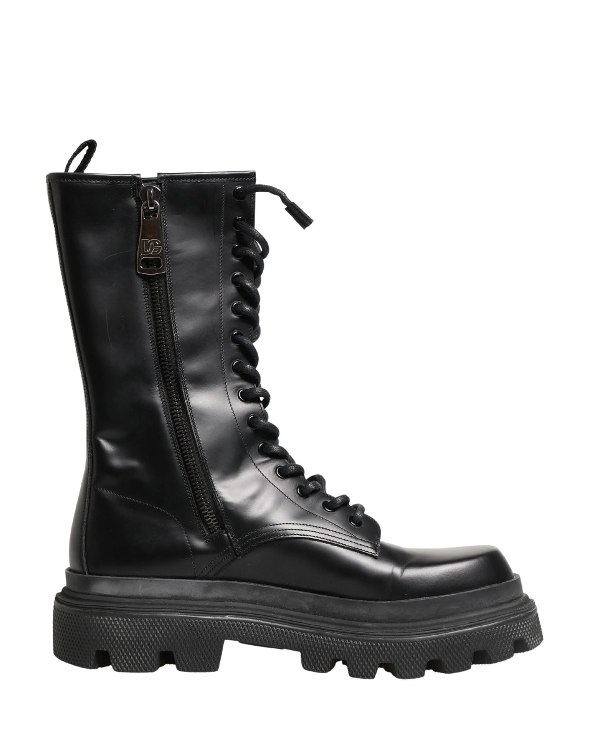 Dolce & Gabbana Black Leather Trek Sole Combat Boots Shoes - EU44/US11