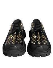Dolce & Gabbana Black Leather Trekking Derby Embellished Shoes - EU35.5/US5 - Shoes
