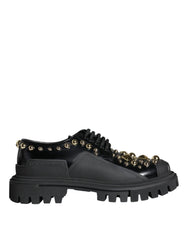 Dolce & Gabbana Black Leather Trekking Derby Embellished Shoes - EU35.5/US5 - Shoes