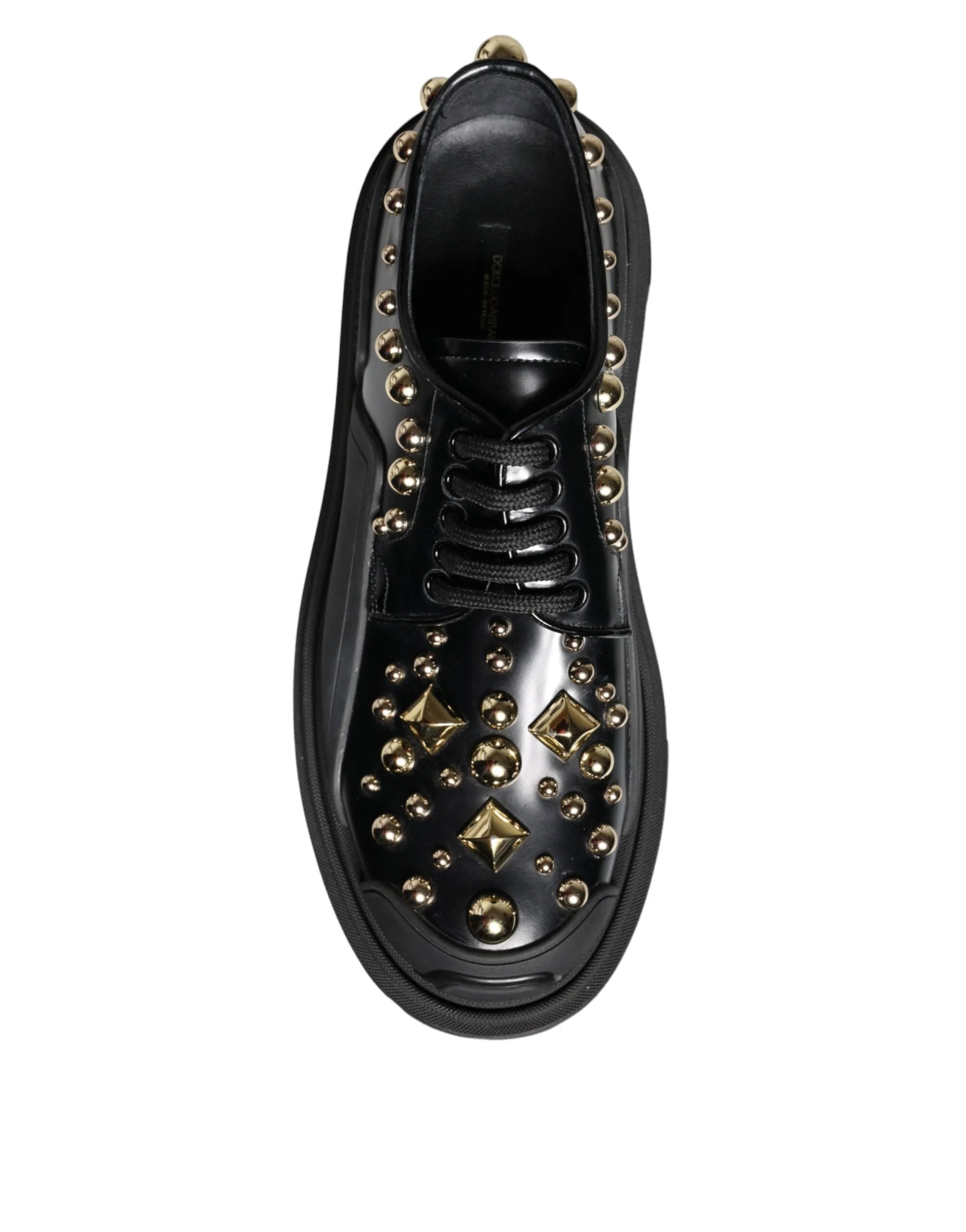 Dolce & Gabbana Black Leather Trekking Derby Embellished Shoes - EU35.5/US5 - Shoes