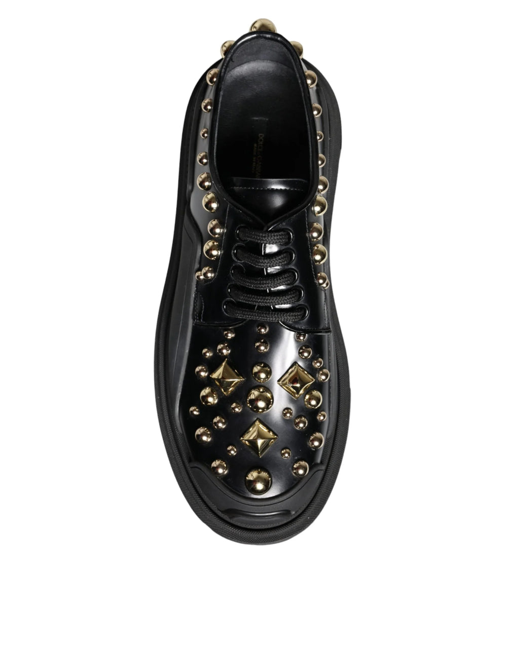 Dolce & Gabbana Black Leather Trekking Derby Embellished Shoes - EU35.5/US5 - Shoes
