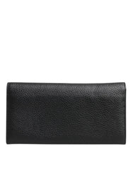 Dolce & Gabbana Black Leather Trifold Logo Plaque Card Holder Wallet - Wallets